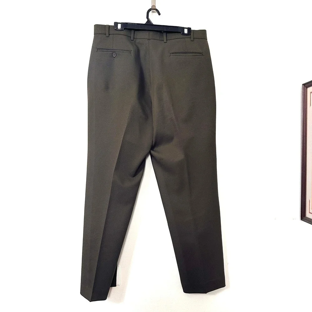 VTG Levi's Action Slacks 38x30 Olive Green Brown Made USA Dress Pants Grandpa